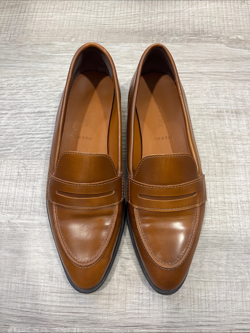 Everlane Tan Leather Penny Loafers